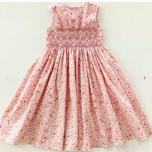 Vintage Girls Floral Smocked Dress sz 8